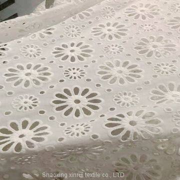 100% cotton embroidered fabric dress in china embroidery factory