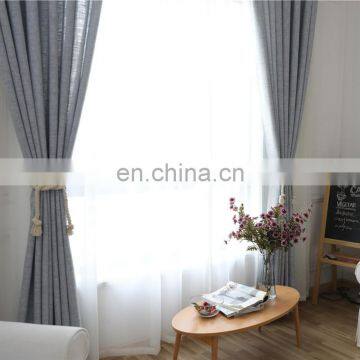 Polyester Linen Look Semi-blackout Simple Solid Color Plain Curtain Fabric photo-5