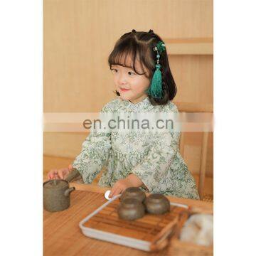 6516 Kids Girls Chinese Style Dress Girls Clothes Cotton Sweet Floral Dress