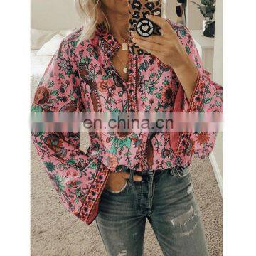 Wholesale 2020 Spring Summer Women Fully Print Long Sleeve Elegant Shirt Blouses and Tops Lady photo-2