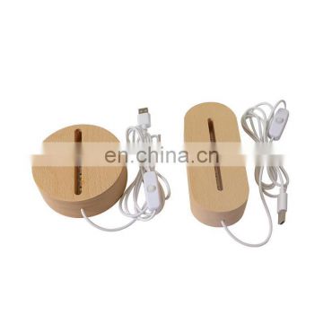 Warm White LED wooden USB round/ oval lamp base