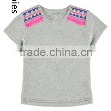 Bulk clothing for summer sale kids short sleeves embroidery design tops