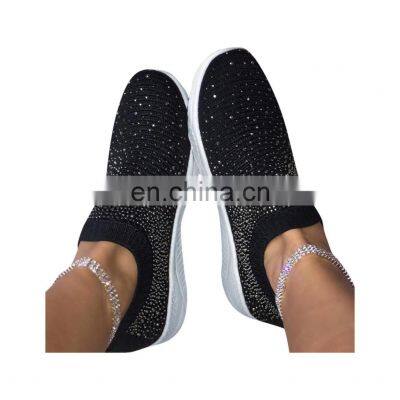 Women's Fashion Sneakers Casual Ladies Ankle Shoes Flat Loafers Crystal Fashion Bling Women Sneakers 2019 Casual Ladies Slip On photo-5