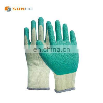 Safety gloves rubber 10 Gauge T/C seamless knitted liner with crinkle latex coated on palm and fingertips gloves