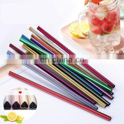 Latest Christmas Reusable Travel Heart Metal Customized Logo Portable Stainless Steel Straw