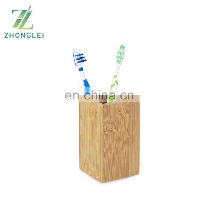 Bamboo Square Toothbrush Holder, Natural Design For Storing Toothbrushes and Toothpaste photo-2