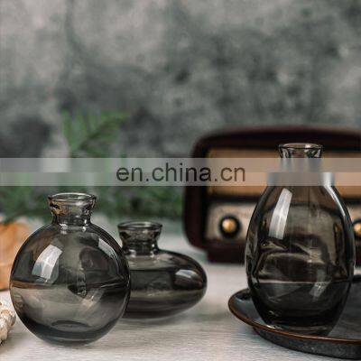 Tabletop Decoration Wholesale Nordic Home Wedding Creative Unique Mini Pot Set Decorative Flower Bottle Glass Vase
