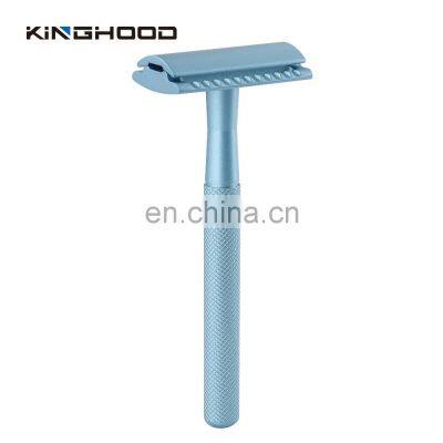 Mens Straight Blades Safety Razor Gold Stainless Steel Double Edge Shaving Razor photo-5