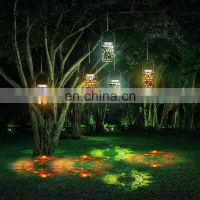 Mosaic Lantern Solar Light Outdoors Glass Mason Jar Lights Solar Hanging Light Waterproof Solar Table Lamp Solar Night Light photo-3