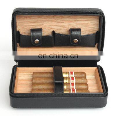 Custom Luxury pu Leather Cedar Lining Carry Portable Waterproof Humidor Travel Leather Cigar Case photo-3
