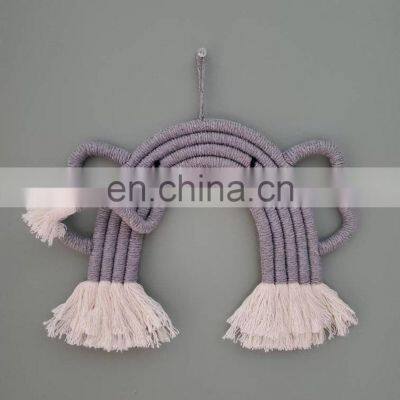 Hot Sale Elephant Macrame Rainbow Nursery Wall Hanging, Boho Safari Nursery Decor, Baby Room Decor photo-5
