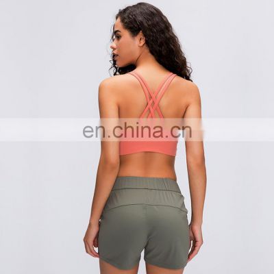 87%Nylon 13%Spandex New Colors Fitness Strappy Sports Bra Women Yoga Workout Crop Tops Activewear Bra