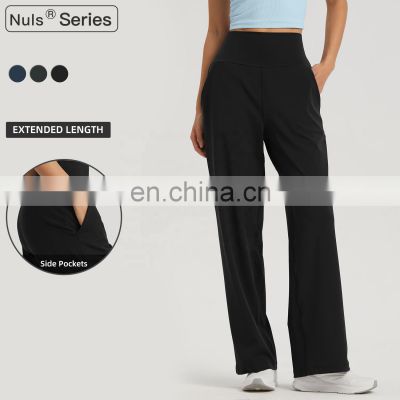 Factory Supply Wide Leg Loose Causal Anti Rolling Pants Women Side Pockets Sports Leggings