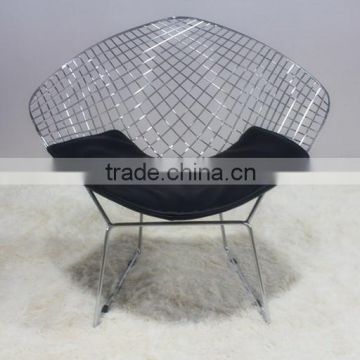 PU seat design metal wire chair livng room dimond bertoia chair