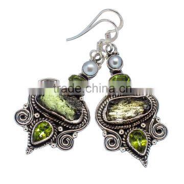 Moldavite EARRINGS ,925 sterling silver jewelry wholesale,WHOLESALE SILVER JEWELRY,SILVER EXPORTER,SILVER JEWELRY FROM INDIA