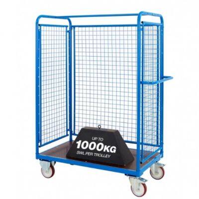 Heavy duty metal wire logistics trolley with handle roll container cage 14