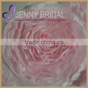 TC107C Factory Supplier Blush Pink Satin Ruffle Rosette Table Cloth photo-3