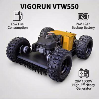Vigorun VTW550-90 Желтый дистанционно управляемый колесный газонокосилка с тормозами и антискользящими вакуумными шинами с бесколлекторным двигателем по сниженной цене
