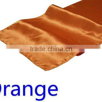 hot selling ployester satin table runner for wedding decoration, orange color