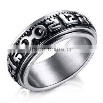 Supply vintage rotating six word memoirs stainless steel rings men's individual rings cheap rings