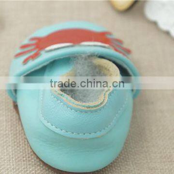 2016 Fashion Style Leather Shoes Crab Full Cowhide Infant Baby Shoes Blue Newborn Soft Bottom Prewalkers photo-4