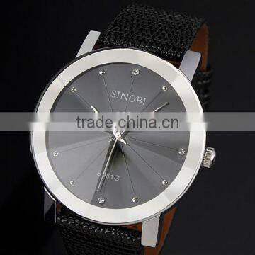 WM020 New Mens Unisex Black Dial Classic Value Leather Band Fashion Quartz Wrist Watch