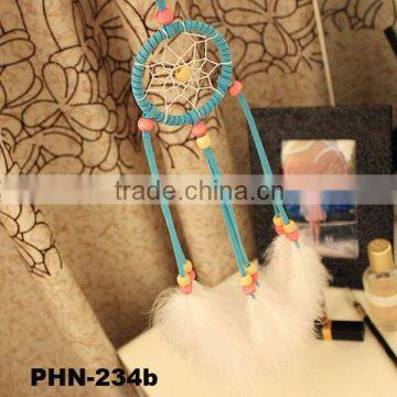 Mini Dream Catcher Feather With Beads Blue Dreamcatcher Wall/Car Decor Brand New