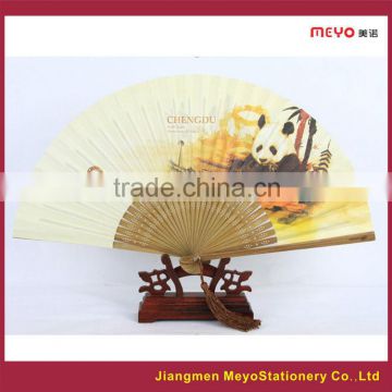 2015 Unique Promotional Gift Polish Carving Bamboo Fabric or Paper Folding Hand Fan