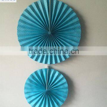 Popular Blue Color 90gsm Woodfree 2Pack Folding Paper Fans Kids Party Supplies in China