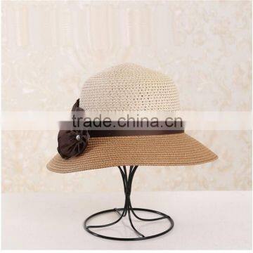 QXSH0029 Summer Flower Ribbon Beach Hat New Patchwork Straw Hat Fedora Bucket photo-3