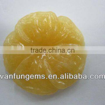 Soft Yellow Jade carved five-petal flower