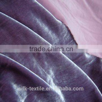 Solid Dyed Colour Purple Grape Plain Silk Velvet Fabric photo-2