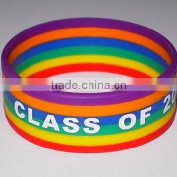 Sports,Activity,Event,Christmas Holiday Gifts rainbow and full color silicone wristband no minimum order