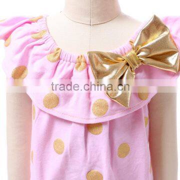 Pink Gold Polka Dots Baby Bodysuit Wholesale Infant Clothing Baby Romper photo-3