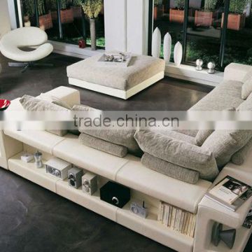 french style sofa Modern Design Leather Mix Fabric Corner Sofa Set with Tea Table Ottoman European Sofa Set 9006-37