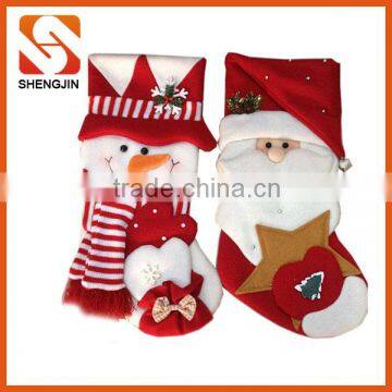 Traditional snowman and Santa stocking