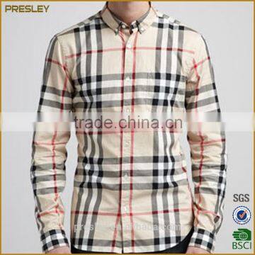 Wholesale fashion long sleeve designer check plaid button down shirts for men