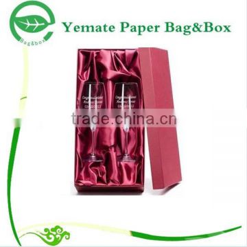 creative fashion luxury handmade red printed paper double wine glass packaging box, corrugated cardboard wine box