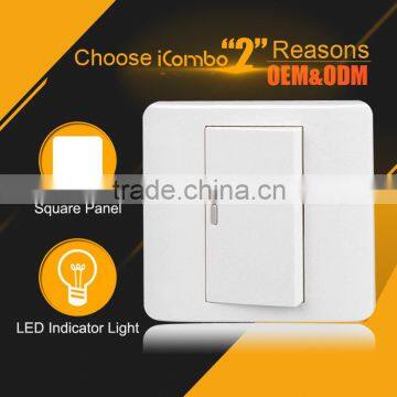 1 Gang light electric toggle switch faceplate with LED night light