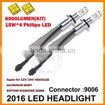 Hondas Crees Chips 6000lumen Whole Aluminum Body Slim Halogen Bulbs 9006 Replacement Headlight Bulbs