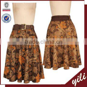 wholesale vintage printing bellydance skirt with belt in dongguan 2015