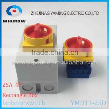 YMD11-25D 4P IP66 IP67 Isolator switch with protective box cover waterproof ON-OFF rotary changeover switch on-off power cutoff