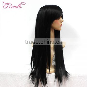 high quality fashion girl natural straight human hair wig with bangs