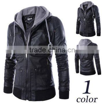Black Leather Jackets With Hood for Young Men Cheap
