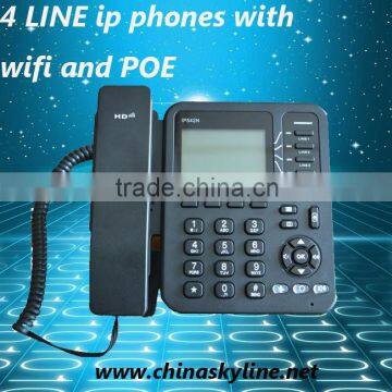 4 line ip phone with wireless/sip voip phone with WIFI/voip phone handset