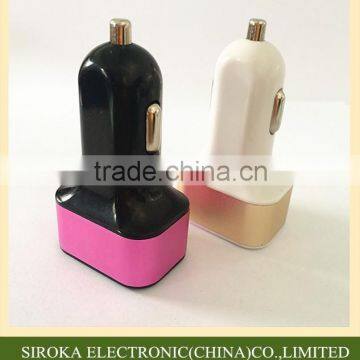 Promotional USB car charger 3 port USB car charger adapter with customized colors for iPhone iPad Table PC