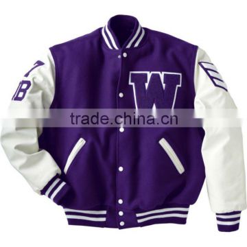 varsity jacket with leather sleeves