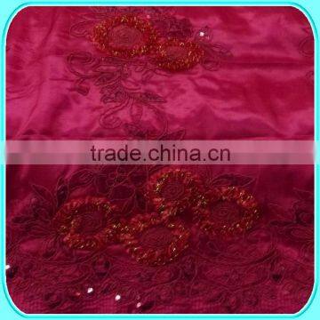 FUSHIA TAFFETA EMBROIDERY LACE