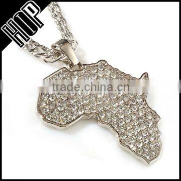 Hip Hop Silver Map of Africa Necklace