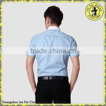 Purple Non-Iron Stripe Contrast-collar Short Sleeves Shirts For Men photo-4